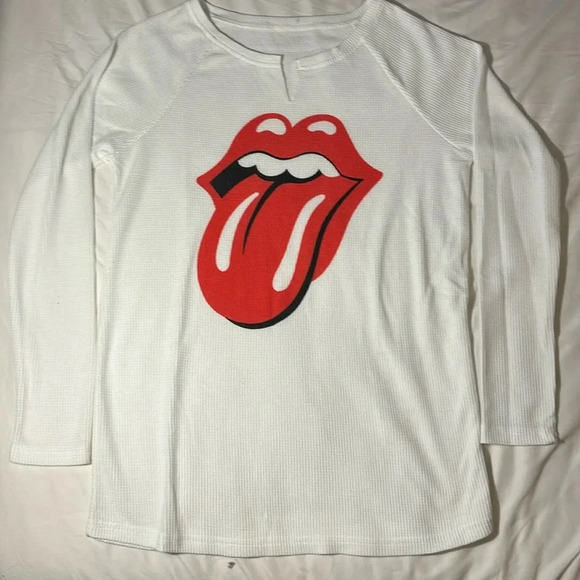 Rolling Stones White Waffle Long Sleeve size M - Picture 1 of 9